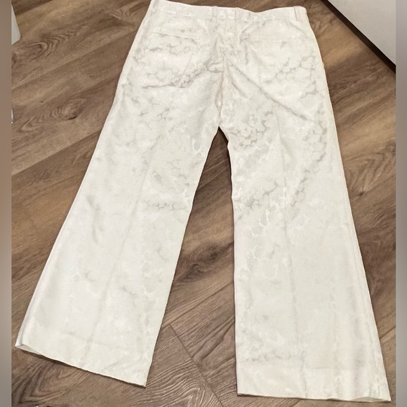 CELINE WHITE ON WHITE CREAM FLORAL TROUSERS SIZE 40 womens 8 - Picture 7 of 11